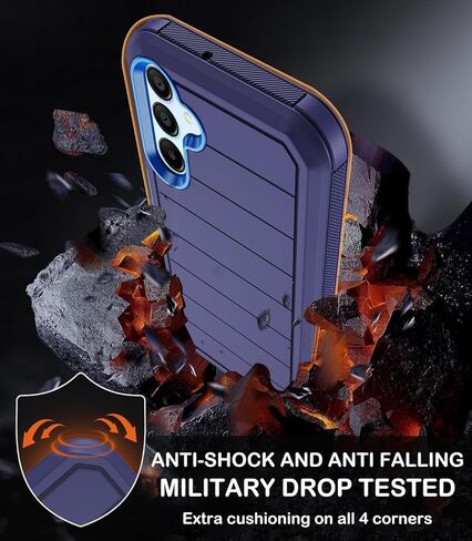 for Samsung Galaxy A13 5G Case with 2X Screen Protector+ 2X Camera Lens Protector,Heavy Duty Shockproof Drop Protection Military Grade Tough Durable Cover for Galaxy A13 (Black) in Kuwait