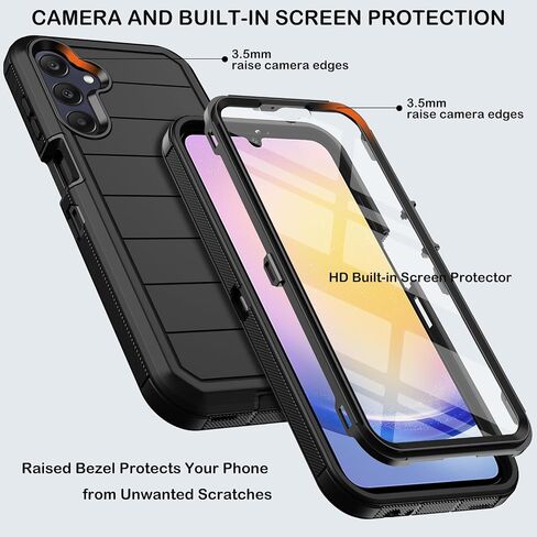 for Samsung Galaxy A13 5G Case with 2X Screen Protector+ 2X Camera Lens Protector,Heavy Duty Shockproof Drop Protection Military Grade Tough Durable Cover for Galaxy A13 (Black) in Saudi Arabia