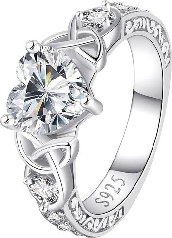 2ct moissanite خواتم الخطوبة للنساء d color VVS1 14K Gold Plated S925 Sterling Silver Celtic Womens Heart Promise Breath Breaks الذكرى الذكر in Kuwait