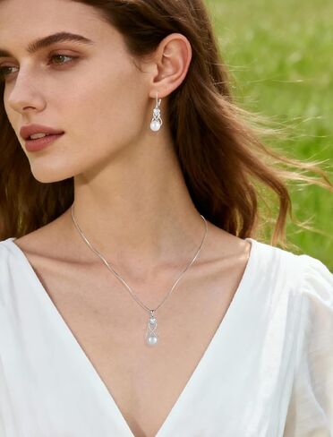 Freshwater Pearl Earrings for Women 925 Sterling Silver Infinity Dangle Drop Pearls Birthstone Leverback Earring Jewelry in Kuwait