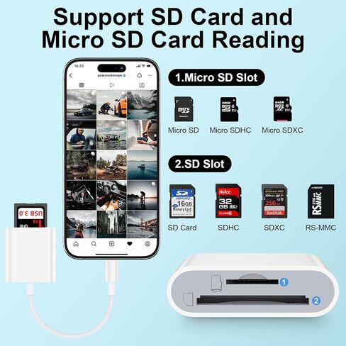 SD Car Reader for iPhone 16e/16 Pro Max/16 Pro/16 Plus/16/15 Pro Max/15 Pro/15 Plus/15, USB C Memory Card Reader Digital Camera Adapter with SD/Micro SD/USB-A 3 Slot for Samsung S25 S24 S23 S22 S21 in Saudi Arabia