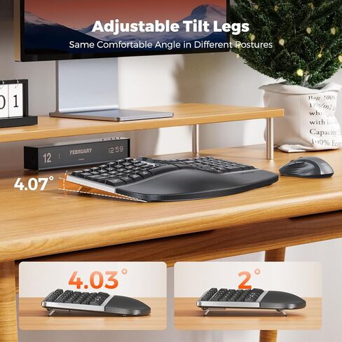 MEETION Ergonomic Keyboard and Mouse Wired, Ergo Computer Split Keyboard with Cushioned Wrist Rest and Vertical Mouse - Keyboard for Laptop PC Desktop, for Windows/Mac Directormini-Black in Saudi Arabia
