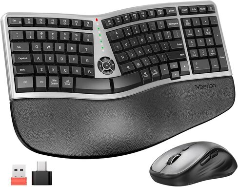 MEETION Ergonomic Keyboard and Mouse Wired, Ergo Computer Split Keyboard with Cushioned Wrist Rest and Vertical Mouse - Keyboard for Laptop PC Desktop, for Windows/Mac Directormini-Black in Saudi Arabia