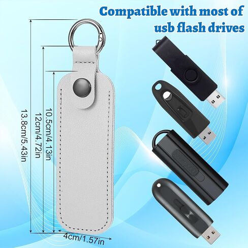 Leather USB Flash Drive Case - Thumb Flash Drive Holder USB Storage, Secure Travel Holder Portable Small Storage Carrying Case with Keychain (1Pcs, Black) in Saudi Arabia