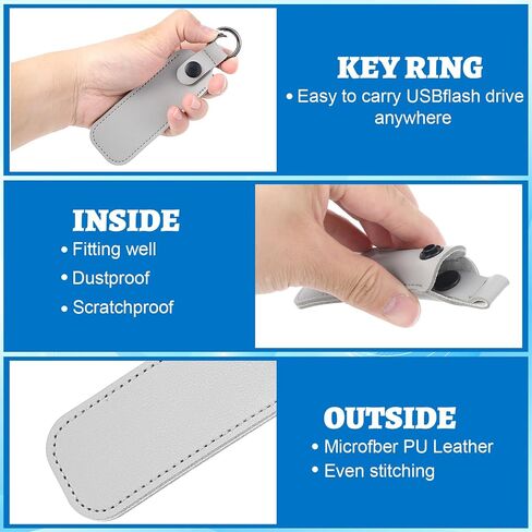 Leather USB Flash Drive Case - Thumb Flash Drive Holder USB Storage, Secure Travel Holder Portable Small Storage Carrying Case with Keychain (1Pcs, Black) in Saudi Arabia