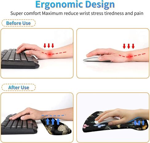 Ergonomic Mouse Pad with Wrist Support Gel Mouse Pads and Upgrade Keyboard Wrist Rest Pad Set, Coasters Non-Slip PU Base Mouse Mat for Office Gaming Computer Laptop Home, Red Dragon Books in Kuwait