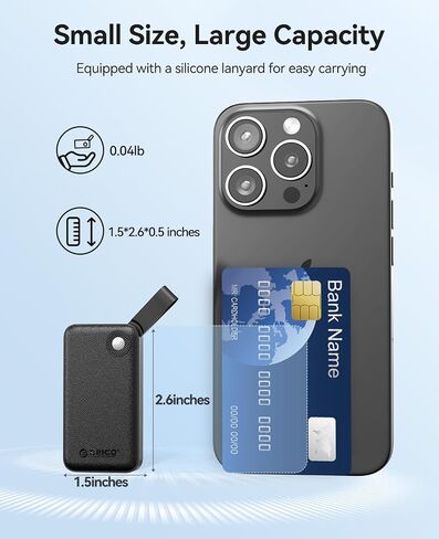 ORICO 512GB Portable SSD, Up to 2000MB/s, USB 3.2 Gen 2x2, Ultra-Mini, Compact with 2 in 1 USB C Cable, External Solid State Drives, Reliable Storage for USB C Smartphone, Tablet, PC - B20 in Saudi Arabia