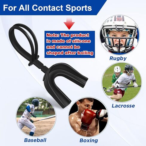 Dunzy 60 Pcs Black Strapped Mouth Guard Sports Mouthguard with Strap Soft Mouth Protector for Youth Adult Boxing Basketball Hockey Rugby Lacrosse Wrestling Taekwondo Jujitsu in Kuwait