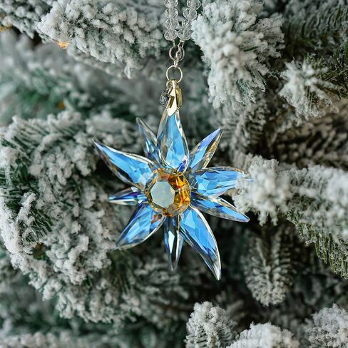 2024 Crystal Snowflake Star Ornament Glass Christmas Tree Ornaments for Winter New Year Christmas Pendant Crystal Sun Catcher Hanging Decor (Colorful) in Kuwait