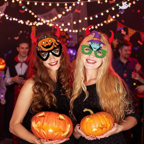 Liliful 48 Pcs Halloween Funny Glasses, Paper Novelty Party Eyeglasses Ghost Bat Pumpkin Spider Web Eyeball Sunglasses for Halloween Party Favors Decorations in Kuwait