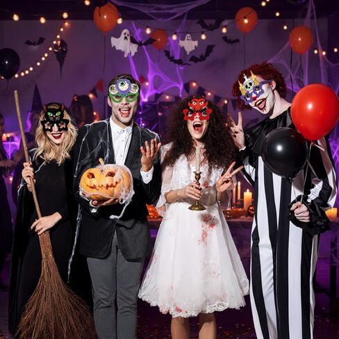 Liliful 48 Pcs Halloween Funny Glasses, Paper Novelty Party Eyeglasses Ghost Bat Pumpkin Spider Web Eyeball Sunglasses for Halloween Party Favors Decorations in Kuwait