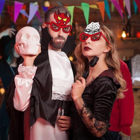 Liliful 48 Pcs Halloween Funny Glasses, Paper Novelty Party Eyeglasses Ghost Bat Pumpkin Spider Web Eyeball Sunglasses for Halloween Party Favors Decorations in Kuwait