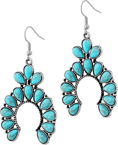MINACHI Created Turquoise Earrings for Women, Ethnic Bohemian Waterdrop Created Turquoise Bead Dangle Drop Earrings, Vintage Boho Hippie Jewelry Gift in Kuwait