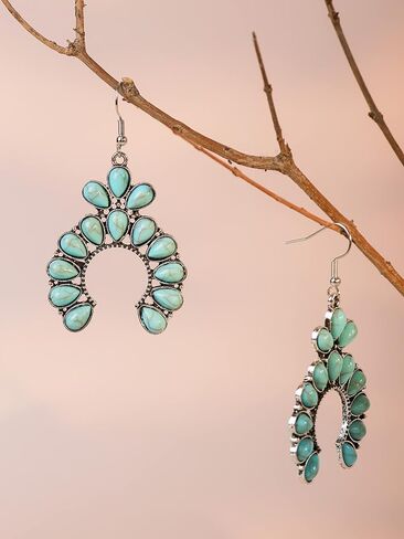 MINACHI Created Turquoise Earrings for Women, Ethnic Bohemian Waterdrop Created Turquoise Bead Dangle Drop Earrings, Vintage Boho Hippie Jewelry Gift in Kuwait