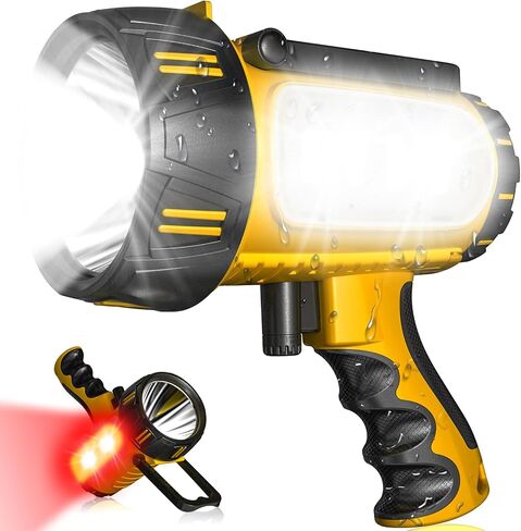 Super Bright Rechargeable Spotlight,2000,000 LM LED Flashlight Handheld Spotlight,10000mAh Spot Lights Outdoor Runtime Up to 48 Hrs,Flashlight Searchlight,Flood Camping Hunting Boating,with Tripod in Saudi Arabia
