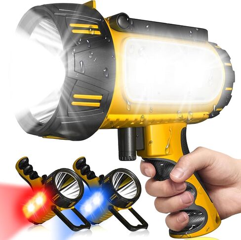 Super Bright Rechargeable Spotlight,2000,000 LM LED Flashlight Handheld Spotlight,10000mAh Spot Lights Outdoor Runtime Up to 48 Hrs,Flashlight Searchlight,Flood Camping Hunting Boating,with Tripod in Saudi Arabia