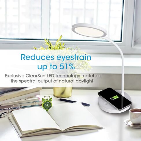 OttLite Good Housekeeping Circular LED Desk Lamp with Wireless Charging - Designed to Reduce Eyestrain - Adjustable Neck, 3 Color Modes - Crafting, Office Work, Reading & Studying in Saudi Arabia
