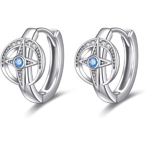 KZX Star Moon Earrings 925 Sterling Silver Moon Earrings Cubic Zirconia Moon Star Earrings Dangle Celestial Earrings Moon and Star Jewelry for Women Mom Lover in Kuwait