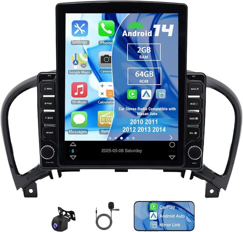 Android 14 Double Din Car Radio Compatible with Nissan Juke 2010 2011 2012 2013 2014, 4G+64G 9.7" Touch Screen Car Stereo with Wireless Carplay Android Auto GPS WiFi Mic Backup Camera in Kuwait