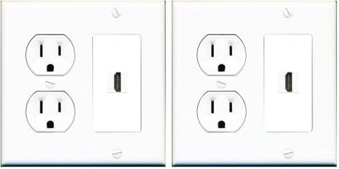 RiteAV Custom HDMI Wall Plate 1 Port - Round Outlet [White/White] in Saudi Arabia