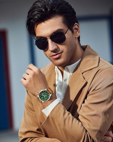 BY BENYAR Watches for Men Chronograph Waterproof Men's Wrist Watches Business Work Casual Sport Fashion Black Leather Mens Dress Watch Unique Elegant Gifts for Men in Saudi Arabia