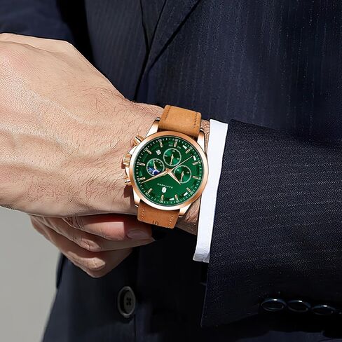 BY BENYAR Watches for Men Chronograph Waterproof Men's Wrist Watches Business Work Casual Sport Fashion Black Leather Mens Dress Watch Unique Elegant Gifts for Men in Saudi Arabia