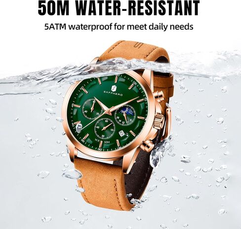 BY BENYAR Watches for Men Chronograph Waterproof Men's Wrist Watches Business Work Casual Sport Fashion Black Leather Mens Dress Watch Unique Elegant Gifts for Men in Saudi Arabia