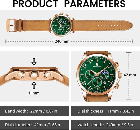 BY BENYAR Watches for Men Chronograph Waterproof Men's Wrist Watches Business Work Casual Sport Fashion Black Leather Mens Dress Watch Unique Elegant Gifts for Men in Saudi Arabia