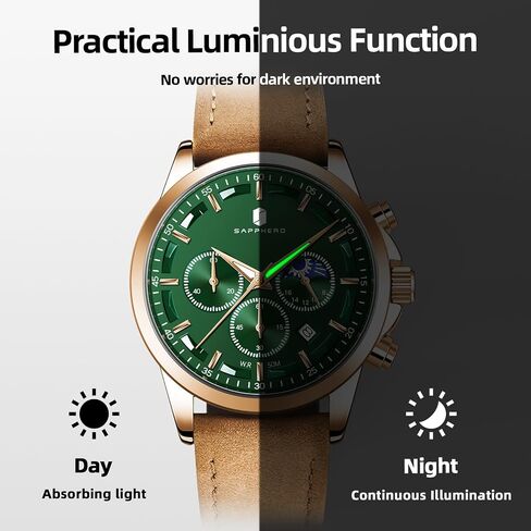 BY BENYAR Watches for Men Chronograph Waterproof Men's Wrist Watches Business Work Casual Sport Fashion Black Leather Mens Dress Watch Unique Elegant Gifts for Men in Saudi Arabia