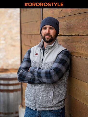 سترة صوفية دافئة خفيفة الوزن للرجال من ORORO مع 4 مناطق حرارية، سترة صوفية مُعاد تدويرها مُدفأة (الشاحن غير متضمن) in Kuwait