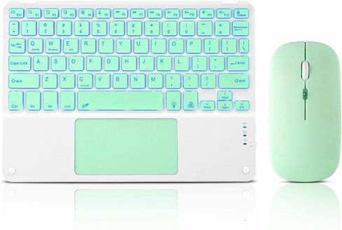 Ultra-Slim Bluetooth Keyboard with Built-in Touchpad and Mouse Portable Mini Wireless Keyboard Rechargeable 7-Color Backlit for Apple iPad iPhone Samsung Tablet iPhone Smartphone iOS Android Windows in Saudi Arabia