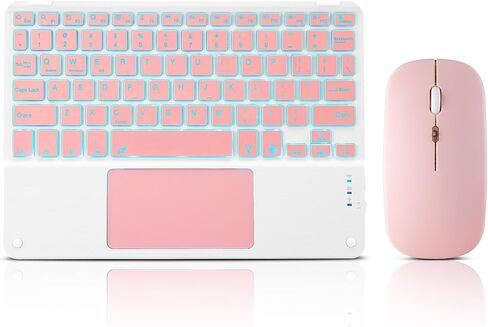 Ultra-Slim Bluetooth Keyboard with Built-in Touchpad and Mouse Portable Mini Wireless Keyboard Rechargeable 7-Color Backlit for Apple iPad iPhone Samsung Tablet iPhone Smartphone iOS Android Windows in Saudi Arabia
