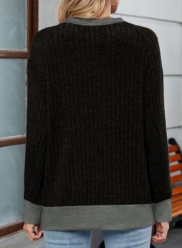 shewin womens coll block patchwork sweatshirt crewneck lorous in Saudi Arabia