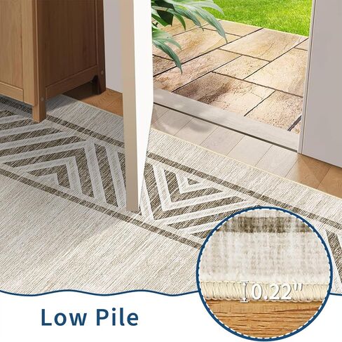 GarveeHome 2x6 Modern Bordered Runner Rug Soft Non Slip Runner Washable Non Shedding Floor Carpet, Distressed Geometric Hallway Runner, Indoor Printed Runner for Kitchen, Entrance, Gray in Saudi Arabia