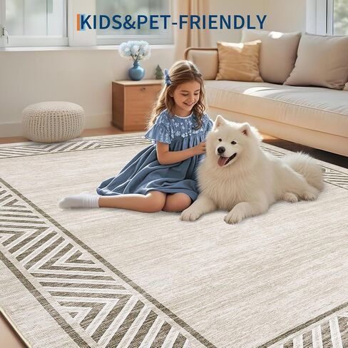 GarveeHome 2x6 Modern Bordered Runner Rug Soft Non Slip Runner Washable Non Shedding Floor Carpet, Distressed Geometric Hallway Runner, Indoor Printed Runner for Kitchen, Entrance, Gray in Saudi Arabia