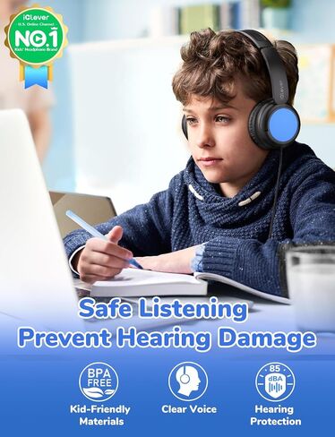 ICLEVER Kids Wired Headphones Bulk 10 عبوات للمدرسة K-12 والمعلمين ، ومقاومة ثني متينة ، وحجم آمن 94DBA ، وصوت ستيريو 3.5 ملم جاك سماعات سلك مع سلك للأطفال فتيات الطالب/الأجهزة اللوحية in Saudi Arabia