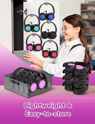 ICLEVER Kids Wired Headphones Bulk 10 عبوات للمدرسة K-12 والمعلمين ، ومقاومة ثني متينة ، وحجم آمن 94DBA ، وصوت ستيريو 3.5 ملم جاك سماعات سلك مع سلك للأطفال فتيات الطالب/الأجهزة اللوحية in Saudi Arabia