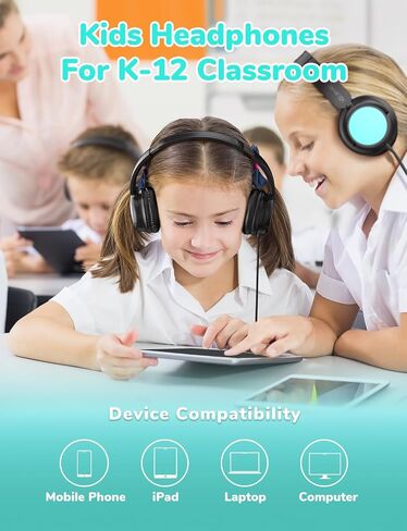 ICLEVER Kids Wired Headphones Bulk 10 عبوات للمدرسة K-12 والمعلمين ، ومقاومة ثني متينة ، وحجم آمن 94DBA ، وصوت ستيريو 3.5 ملم جاك سماعات سلك مع سلك للأطفال فتيات الطالب/الأجهزة اللوحية in Saudi Arabia