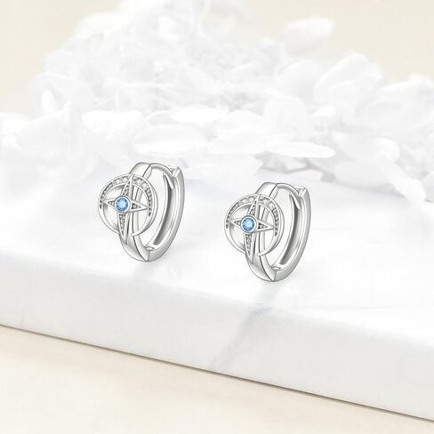 KZX Star Moon Earrings 925 Sterling Silver Moon Earrings Cubic Zirconia Moon Star Earrings Dangle Celestial Earrings Moon and Star Jewelry for Women Mom Lover in Kuwait