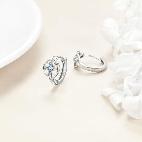 KZX Star Moon Earrings 925 Sterling Silver Moon Earrings Cubic Zirconia Moon Star Earrings Dangle Celestial Earrings Moon and Star Jewelry for Women Mom Lover in Kuwait