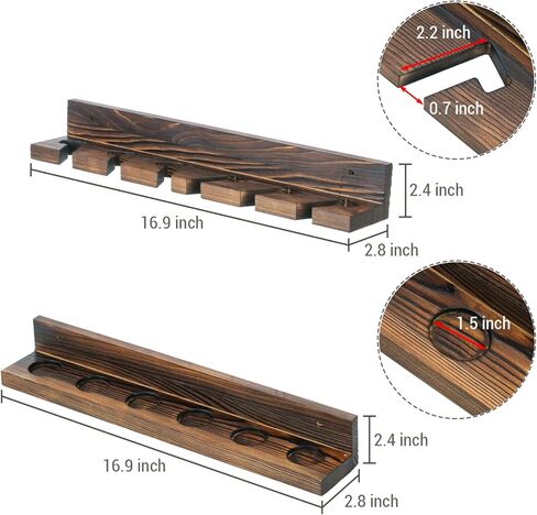 MyGift Horizontal Fishing Rod Holder, Deluxe Rustic Burnt Solid Wood Wall or Ceiling Mounted Fishing Pole/Rod Storage Organizer Rack, Holds 5 Rods in Kuwait