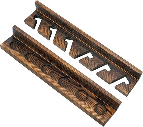 MyGift Horizontal Fishing Rod Holder, Deluxe Rustic Burnt Solid Wood Wall or Ceiling Mounted Fishing Pole/Rod Storage Organizer Rack, Holds 5 Rods in Kuwait