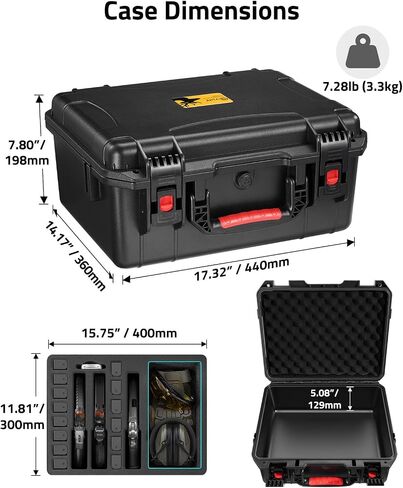 CVLIFE Gun Case for Handguns, 18" Pistol Case Holds 5 Handguns & 12 Magazines & 31 Bullets, Heavy Duty TSA Approved Firearm Travel Case, Waterproof Shockproof Pre-cut Multi Pistol Cases with Tweezers in Saudi Arabia