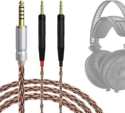 Geekria Apollo Copper Upgrade Audio Cable Compatible with ATH ATH-R70X Headphones, 3.5mm to Dual 2.5mm Replacement Headphones Cord for Hi-Resolution Audiophile, HiFi Headset (4.9 ft / 1.5 m) in Kuwait