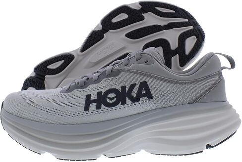 حذاء HOKA Bondi 8 رجالي واسع مقاس 10، اللون: جلد القرش/رذاذ الميناء in Kuwait