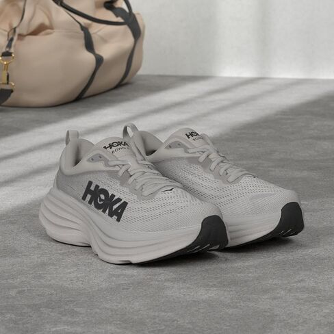 حذاء HOKA Bondi 8 رجالي واسع مقاس 10، اللون: جلد القرش/رذاذ الميناء in Kuwait