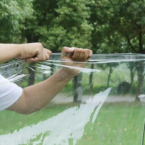 Clear Tarp 2.6' x 5' Clear Tarps Heavy Duty Water Resistant,14Mil Thickened Transparent Tear Resistant PVC Vinyl Tarpaulin Enclosurewith Grommets and Reinforced Edges for Patio,Porch and Outdoor in Saudi Arabia