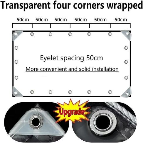 Clear Tarp 2.6' x 5' Clear Tarps Heavy Duty Water Resistant,14Mil Thickened Transparent Tear Resistant PVC Vinyl Tarpaulin Enclosurewith Grommets and Reinforced Edges for Patio,Porch and Outdoor in Saudi Arabia