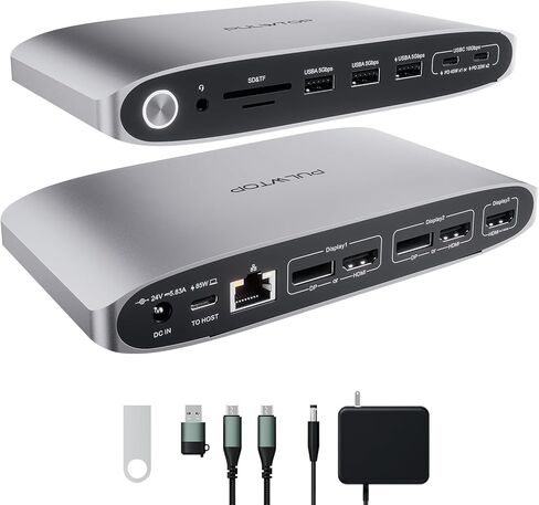 Displaylink Docking Station, Triple Display DisplayLink Dock for MacBook M1/M2/M3 Windows, 4K@60Hz Laptop Docking Station with 2 HDMI, 2 Display Port, PD, USB C Data, 4 USBA, Ethernet, Audio in Kuwait