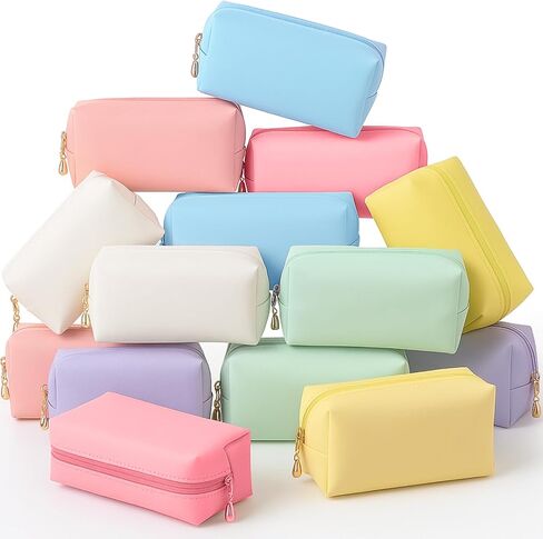 Kigeli 15 Pcs Aesthetic Makeup Bags PU Leather Cosmetic Pouches Waterproof Plain Toiletry Bags Makeup Pouches Bulk for Women Party Gift Travel Storage Organizer(Pink Series) in Kuwait